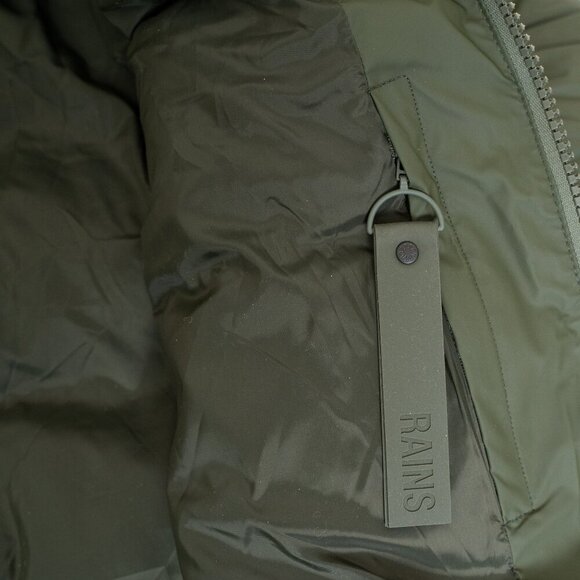 Rains Puffer Down Jacket Waterproof Vegan Unisex Green - Picture 12 of 13